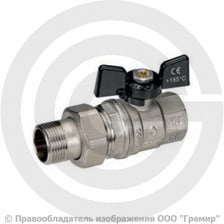 Кран латунный Ду-20 (3/4") Ру-40 ВР-"Американка" никель полнопроходной бабочка Bugatti серия 322