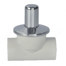 Клапан запорный (вентиль) PP-R белый хромированный Дн 25 90гр Ру-25 внутр. пайка LUX RTP (РосТурПласт)