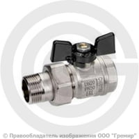 Кран латунный Ду-20 (3/4") Ру-30 ВР-"Американка" никель бабочка Bugatti серия 922