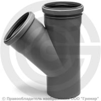 Тройник PP-H серый Дн 110-110 45гр б/нап в/к RTP (РосТурПласт) 2