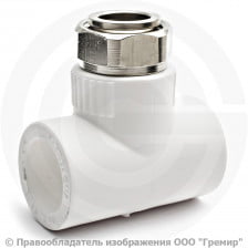 Тройник PP-R комбинированный белый с накидной гайкой Дн 32-1 1/4" Pro Aqua