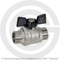 Кран латунный Ду-20 (3/4") Ру-40 НР (НАР) никель полнопроходной бабочка Bugatti серия 327