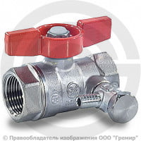 Кран латунный со спускником Ду-25 (1") Ру-42 ВР (ВН) хром бабочка Giacomini R251S