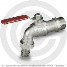 Кран латунный водоразборный Ду 1/2"-1/2"-16мм Ру-40 НР-Штуцер никель рычаг RTP (РосТурПласт)