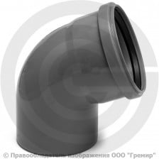 Отвод PP-H серый Дн 110 67гр б/нап в/к VALFEX