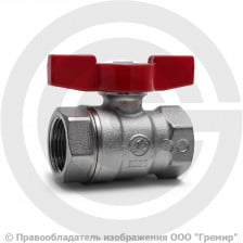 Кран латунный Ду-15 (1/2") Ру-40 ВР (ВН) никель полнопроходной бабочка Itap Ideal 092