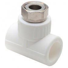 Тройник PP-R комбинированный белый с накидной гайкой Дн 20-1/2" RTP (РосТурПласт)