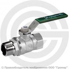 Кран латунный Ду-10 (3/8") Ру-42 ВР-НР (ВН-НАР) хром зеленый рычаг Giacomini R254WL