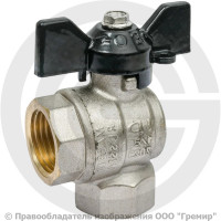 Кран латунный угловой Ду-15 (1/2") Ру-40 ВР (ВН) никель бабочка черная LD Pride 47.200.15