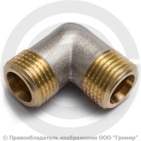 Уголок (угольник) латунный НР (НАР) Ду 10 (3/8") никель Aquasfera