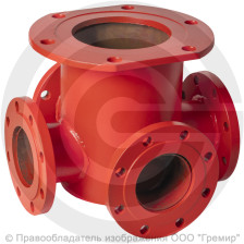 Крест с пожарной подставкой фланцевый ППКФ стальной Ду 150-50 Ру-16 КЗСД