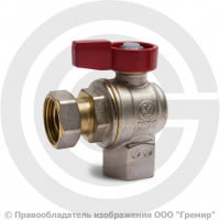 Кран латунный угловой Ду-20 (3/4") Ру-16 ВР-Накидная гайка никель полнопроходной флажок Giacomini R781