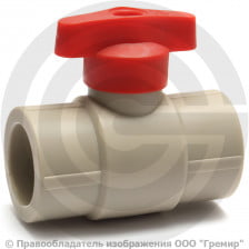 Кран PP-R Дн 20 полупроходной с красной ручкой серый VALFEX