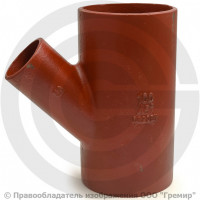 Тройник чугунный безраструбный SML Ду 150-100 45гр Китай