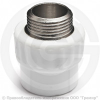 Муфта PP-R комбинированная белая НР (НАР) Дн 25-1/2" Pro Aqua