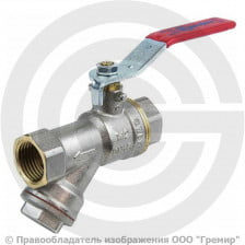 Кран латунный с фильтром Ду-20 (3/4") Ру-30 ВР (ВН) никель полнопроходной рычаг Aquasfera 1014