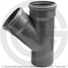 Тройник НПВХ (ПВХ) с раструбом серый Дн 50-50 45гр б/нап в/к ТУ 6-49-33-92 Агригазполимер