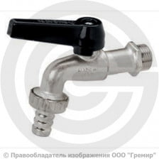 Кран латунный угловой водоразборный Ду-15 Ру-16 НР-Штуцер никель рычаг Bugatti серия 689