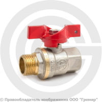 Кран латунный Ду-15 (1/2") Ру-40 ВР-НР (ВН-НАР) никель полнопроходной бабочка Aquasfera Euro 1004