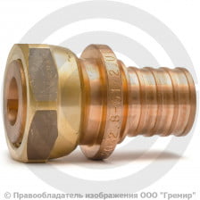 Соединитель аксиальный бронзовый для PE-X труб Дн 20-1/2" под плоское уплотнение с накидной гайкой RAUTITAN RX+ Rehau