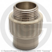 Муфта PP-R комбинированная серая НР (НАР) Дн 25-1/2" Pro Aqua