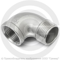 Отвод резьбовой (угольник) нержавеющий AISI 304 НР-ВР (НАР-ВН) Ду-10 (3/8")
