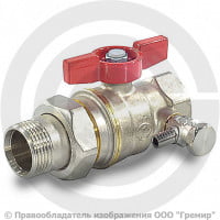 Кран латунный со спускником Ду-25 (1") Ру-35 ВР-"Американка" никель бабочка Giacomini R919S