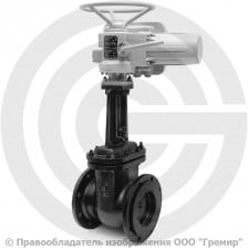 Задвижка чугунная фланцевая Ду-125 Ру-10/16 (Т<225°С) 30ч906бр ЛМЗ с электроприводом ГЗ-А.100/24 (380 В)