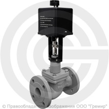 Клапан регулирующий двухходовой чугунный фланцевый Ду-50 Ру-16 Kvy=40м3/ч с электроприводом LEA-1200 220В с датчиком 4-20mA 25ч945нж Энерготехномаш