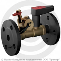 Клапан балансировочный ручной латунный фланцевый Ду-25 Ру-16 Kvs=12.1м3/ч с измерительными ниппелями с дренажём Venturi FODRV Broen