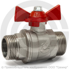 Кран латунный Ду-20 (3/4") Ру-40 НР (НАР) никель бабочка VALFEX 11Б27фт1М