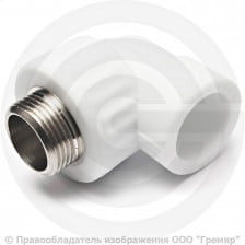 Угольник PP-R комбинированный белый НР (НАР) Дн 25-1/2" RTP (РосТурПласт)