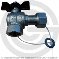 Кран латунный угловой Ду-15 (1/2") Ру-40 ВР-Накидная гайка никель бабочка черная LD Pride 47.246.15