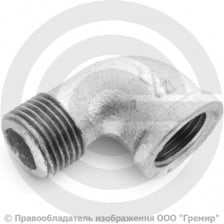 Угольник чугунный оцинкованный ВР-НР (ВН-НАР) Ду 15 (1/2")