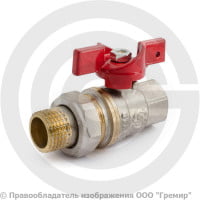 Кран латунный Ду-15 (1/2") Ру-40 ВР-"Американка" никель полнопроходной бабочка Aquasfera Euro 1007