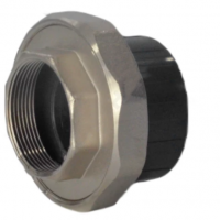 Муфта ПВХ серая под клеевое соединение разъемная Дн 63х2" НР Aquaviva AQVBND63M