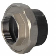 Муфта ПВХ серая под клеевое соединение разъемная Дн 63х2" НР Aquaviva AQVBND63M