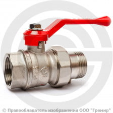 Кран латунный Ду-25 (1") Ру-16 ВР-"Американка" никель полнопроходной рычаг ГАЛЛОП Стандарт 222