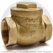 Клапан обратный поворотный латунный Ду-25 (1") Ру-16 ВР (ВН) (Т<110°С) латунь N6 Giacomini