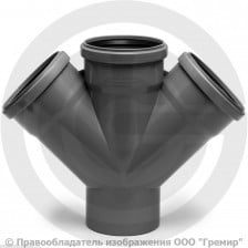 Крестовина PP-H одноплоскостная серый Дн 110-110-110 45гр б/нап в/к VALFEX