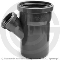 Тройник НПВХ (ПВХ) с раструбом серый Дн 110-50 45гр б/нап в/к ТУ 6-49-33-92 Хемкор