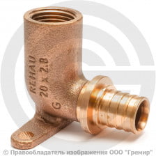 Водорозетка аксиальная бронзовая для PE-X труб Дн 20-1/2" ВР (ВН) L=54мм длинная RAUTITAN RX+ Rehau