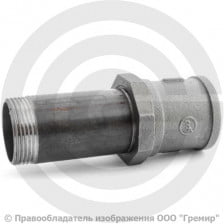 Сгон в сборе стальной L=130мм Ду-32 (1 1/4") в комплекте с чугунной муфтой и контргайкой КАЗ