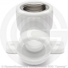 Угольник PP-R комбинированный белый ВР (ВН) Дн 20-1/2" с креплением PRO VALFEX