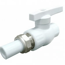 Кран PP-R с односторонним разъемным соединением Дн 20 полнопроходной белый VALFEX