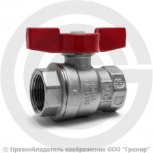 Кран латунный Ду-15 (1/2") Ру-35 ВР (ВН) хром полнопроходной бабочка Giacomini R851