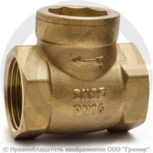 Клапан обратный поворотный латунный Ду-20 (3/4") Ру-16 ВР (ВН) (Т<110°С) латунь+EPDM Китай
