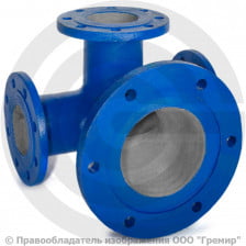 Тройник с пожарной подставкой фланцевый ППТФ Ду 150-150 (L=400-200) ВЧШГ с ЦПП цинк+AL ГОСТ ISO 2531-2012