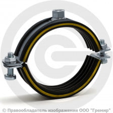 Хомут крепежный оцинкованный с резиновой прокладкой (Дн 108-118) (4") М12 б/к Mupro SBC