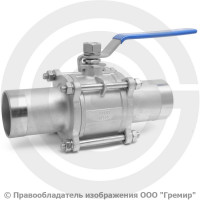 Кран нержавеющий AISI 316 (CF8M) трехсоставной под приварку Ду-65 (2 1/2") Ру-25 NK-BE65/6